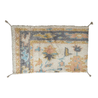 Handwoven hand knotted wool rug indian traditional 75x120cm