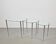 Triangular Nesting Tables in Glass and Metal, 1970s, Set of 3