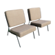 Paire de chauffeuses fauteuils en tissu marron