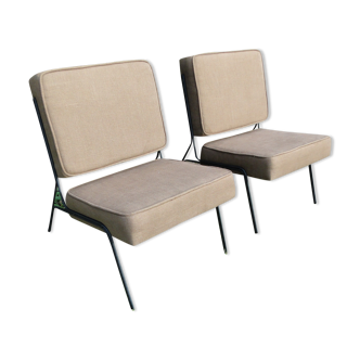 Pair of armchair heaters in brown fabric