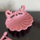 Pink enameled cast iron bathroom set