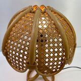 Vintage table lamp rattan and wicker 1970