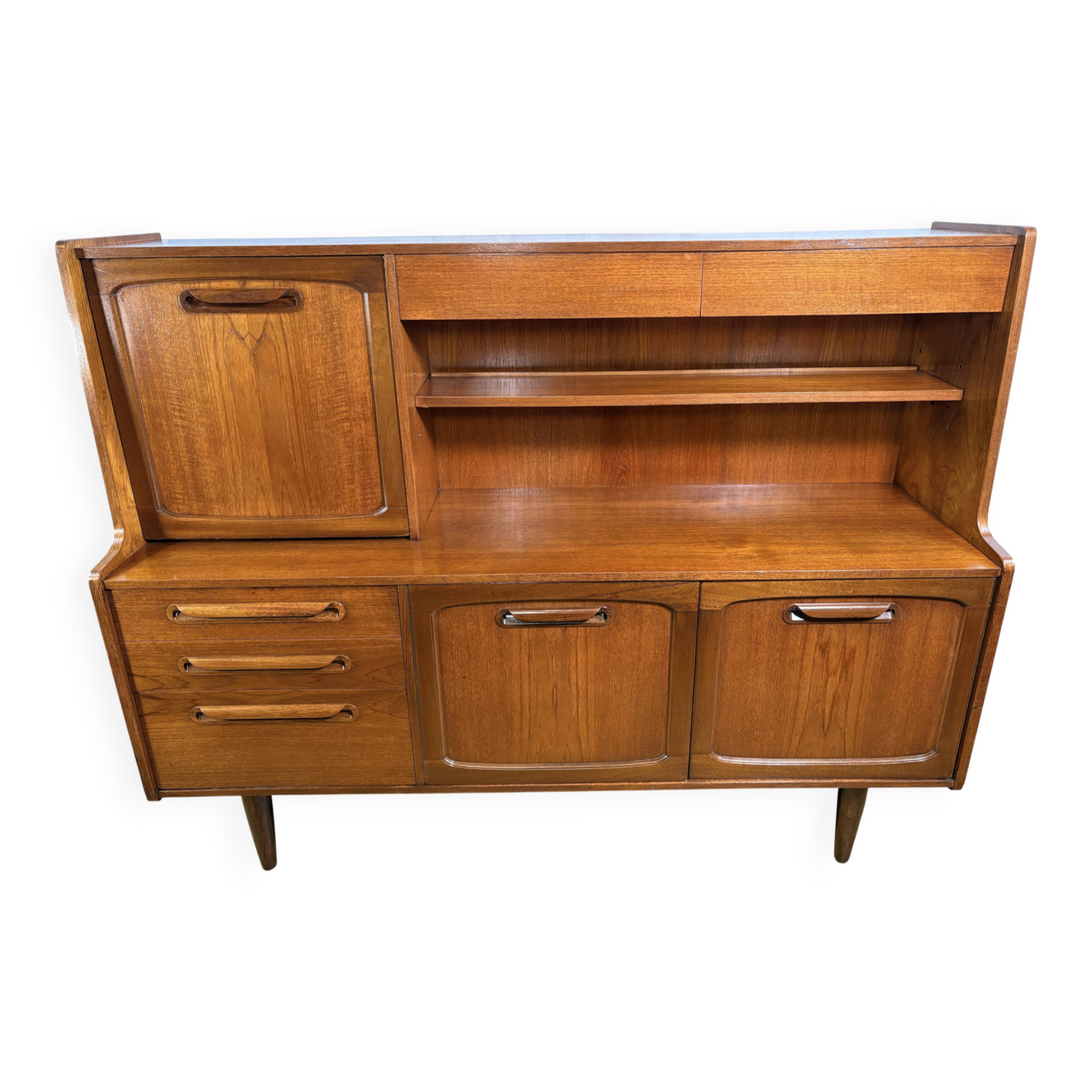 Mid-Century Retro Vintage Stonehill Stateroom Teak Highboard  1960 Danish D