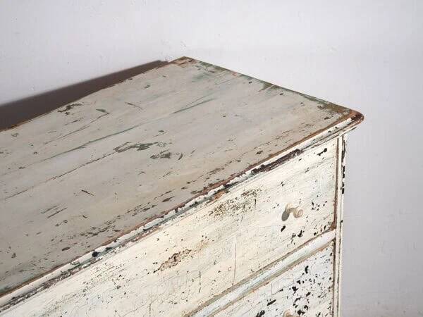 Large antique chest of drawers with white patina (circa 1920) #42