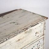 Large antique chest of drawers with white patina (circa 1920) #42