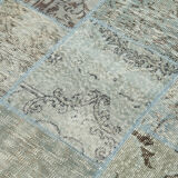 Handwoven anatolian contemporary 173 cm x 245 cm blue patchwork carpet