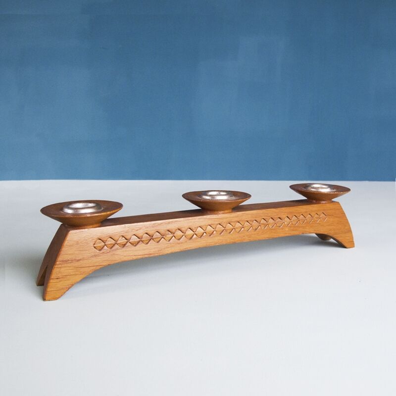 Scandinavian style wooden candlestick