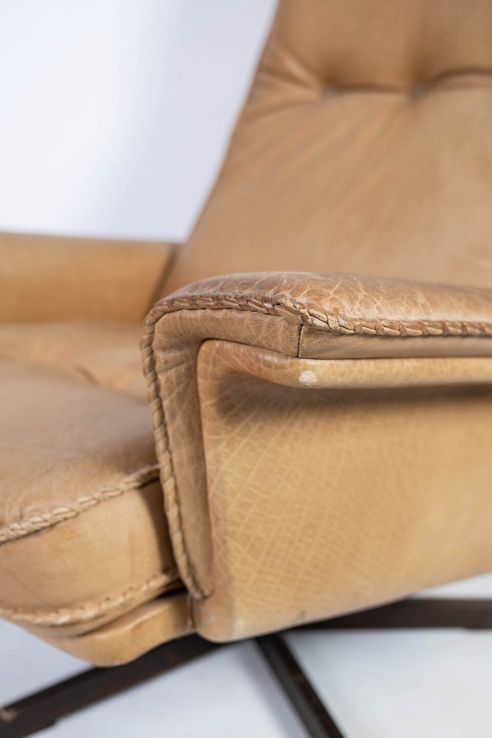 Armchair and stool in 1960s Danish leather and rosewood