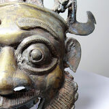 Vintage bronze African mask from Bamoun, Cameroon.