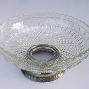Glass and metal fruit bowl on pedestal, 1930s