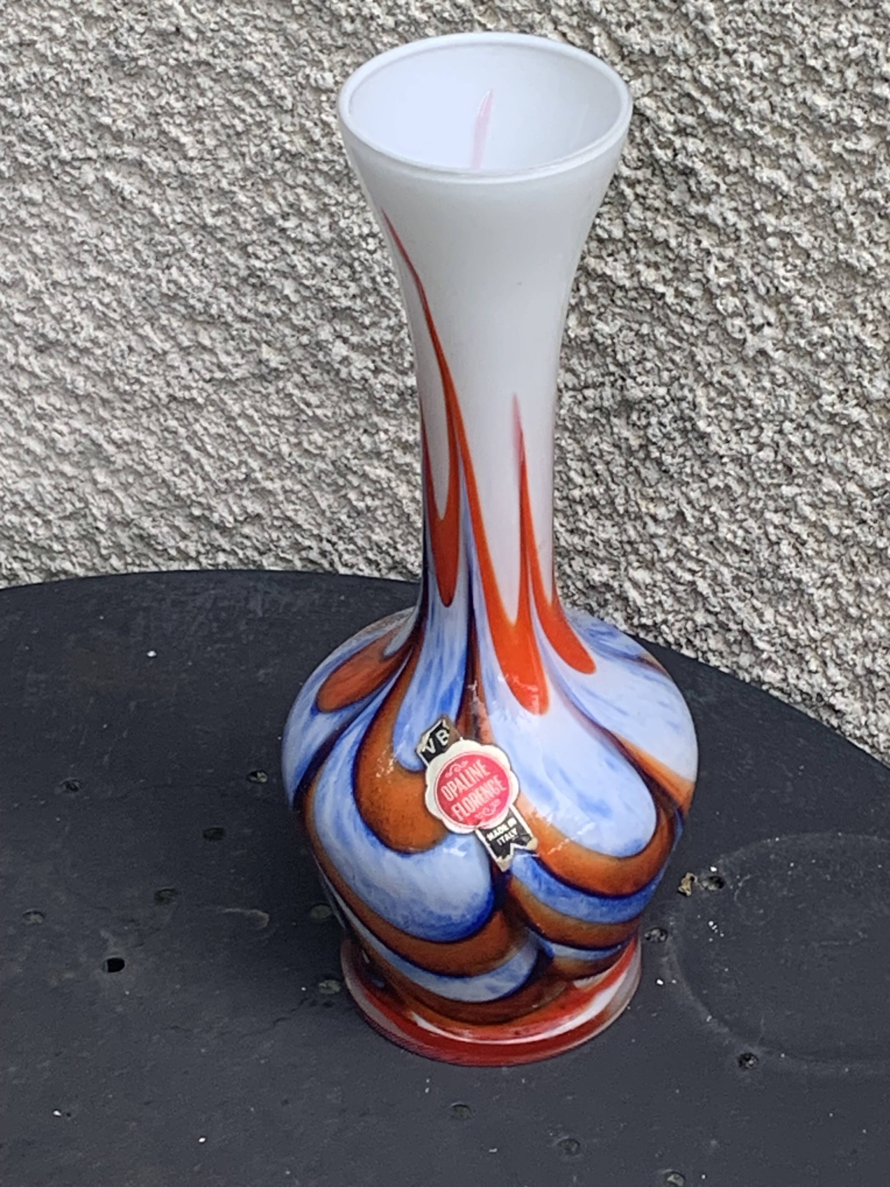 Opaline vase, stamped bb, Florence made in Italy, vintage