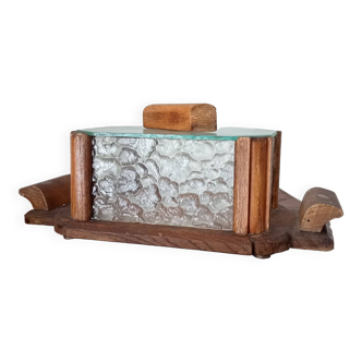 Art deco box in wood and granite glass 40s