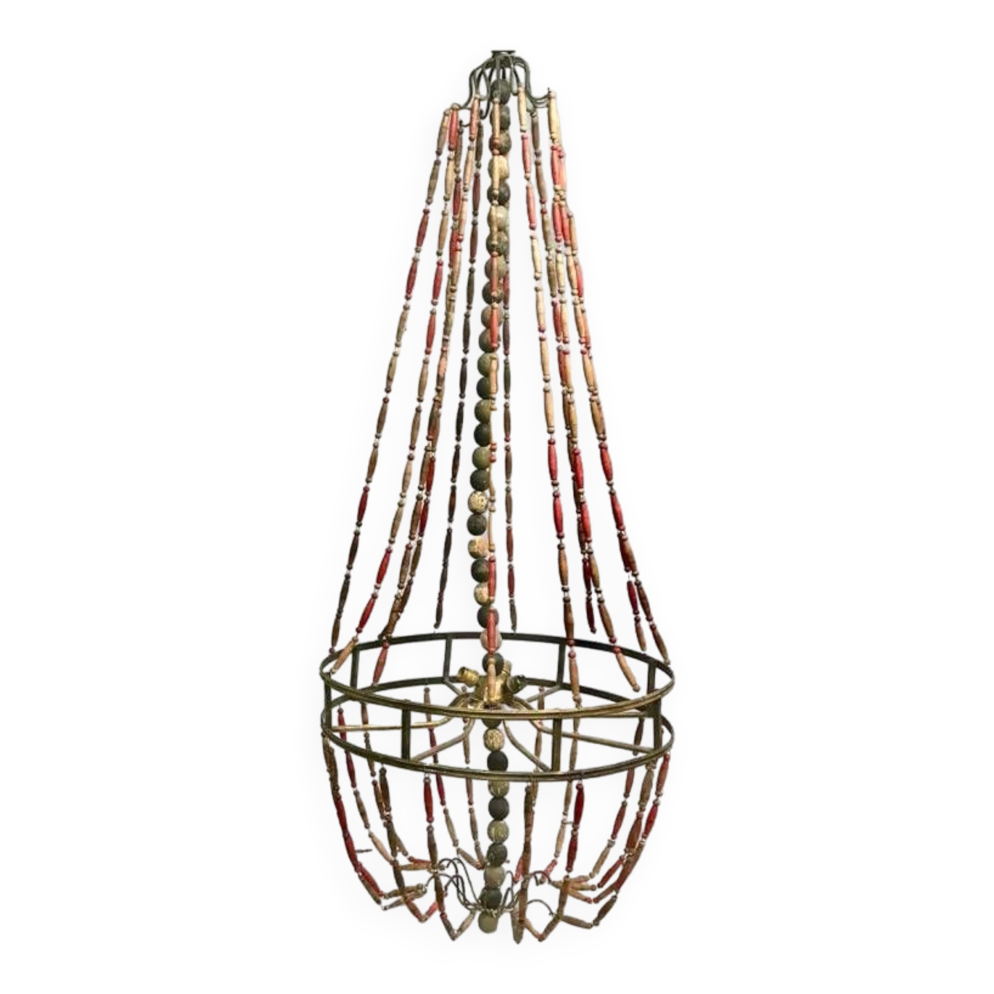 Wooden bead chandelier