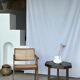 Table d'appoint octogonale piètement quadripode à entretoise de style moderniste