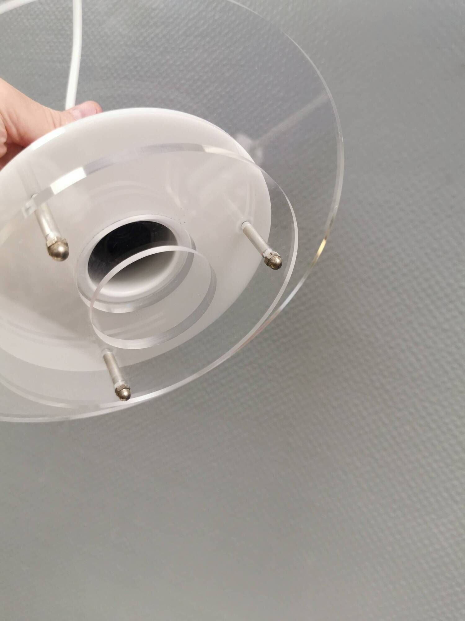 Small Space Age hanging lamp made of plexiglass. Denmark 1980s