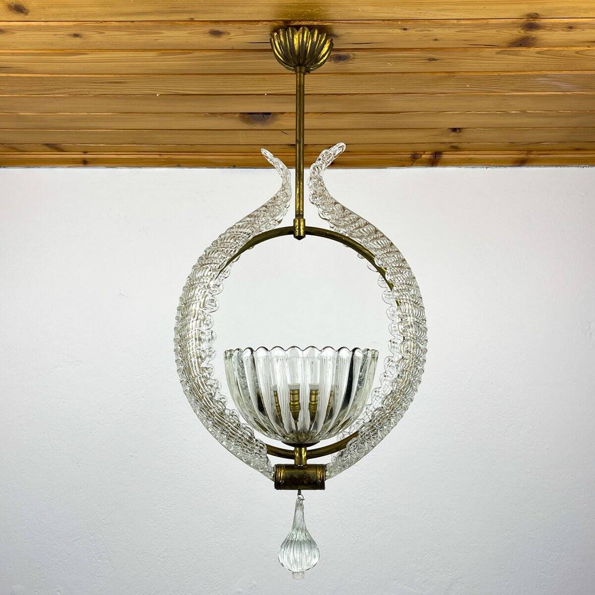 Murano chandelier by Ercole Barovier for Barovier & Toso, 1930s