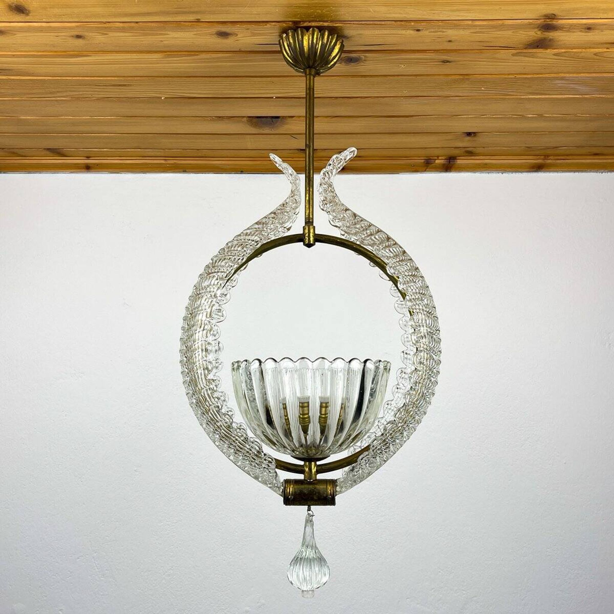 Murano chandelier by Ercole Barovier for Barovier & Toso, 1930s