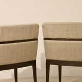Pair of armchairs cube year 1960 fabric chiné beige restored. Sam SAM ref