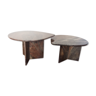 Set de 2 tables basses en marbre
