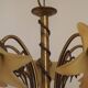 Vintage 5-light chandelier in metal with a bronze effect and flower-shaped lampshades, France.