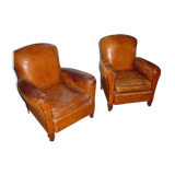 2 leather club armchairs from the 1950s