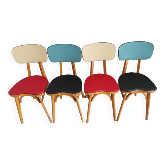 Suite of 4 Baumann Bistrot chairs vintage heart model 1960