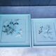 Two vintage paintings made with feathers, hummingbird motif