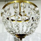 2-light brass and crystal ceiling light