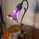bronze patinated cast iron lamp with painted shade 38x24 art nouveau style