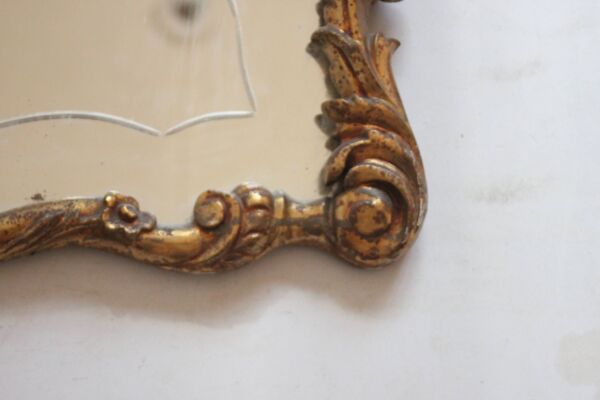 Miroir ancien doré, néo-rococo, XIXe siècle