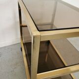 Serving table in brass and glass