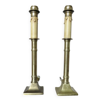 Pair of Empire bronze lamps