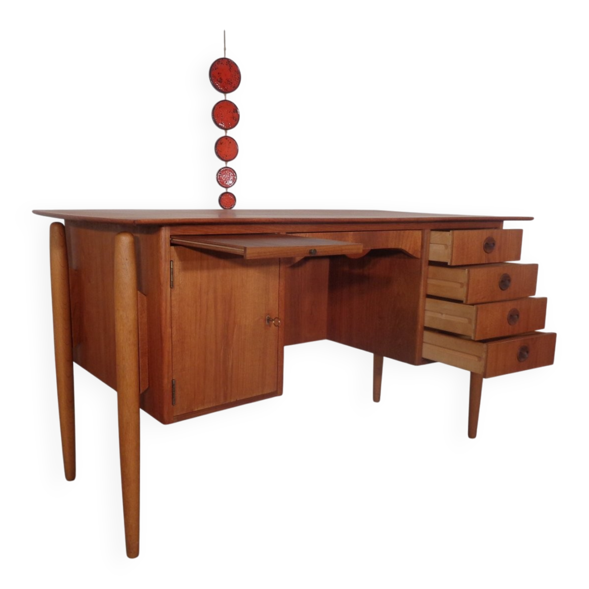 Vintage Danish Curved Teak Desk, 1960s