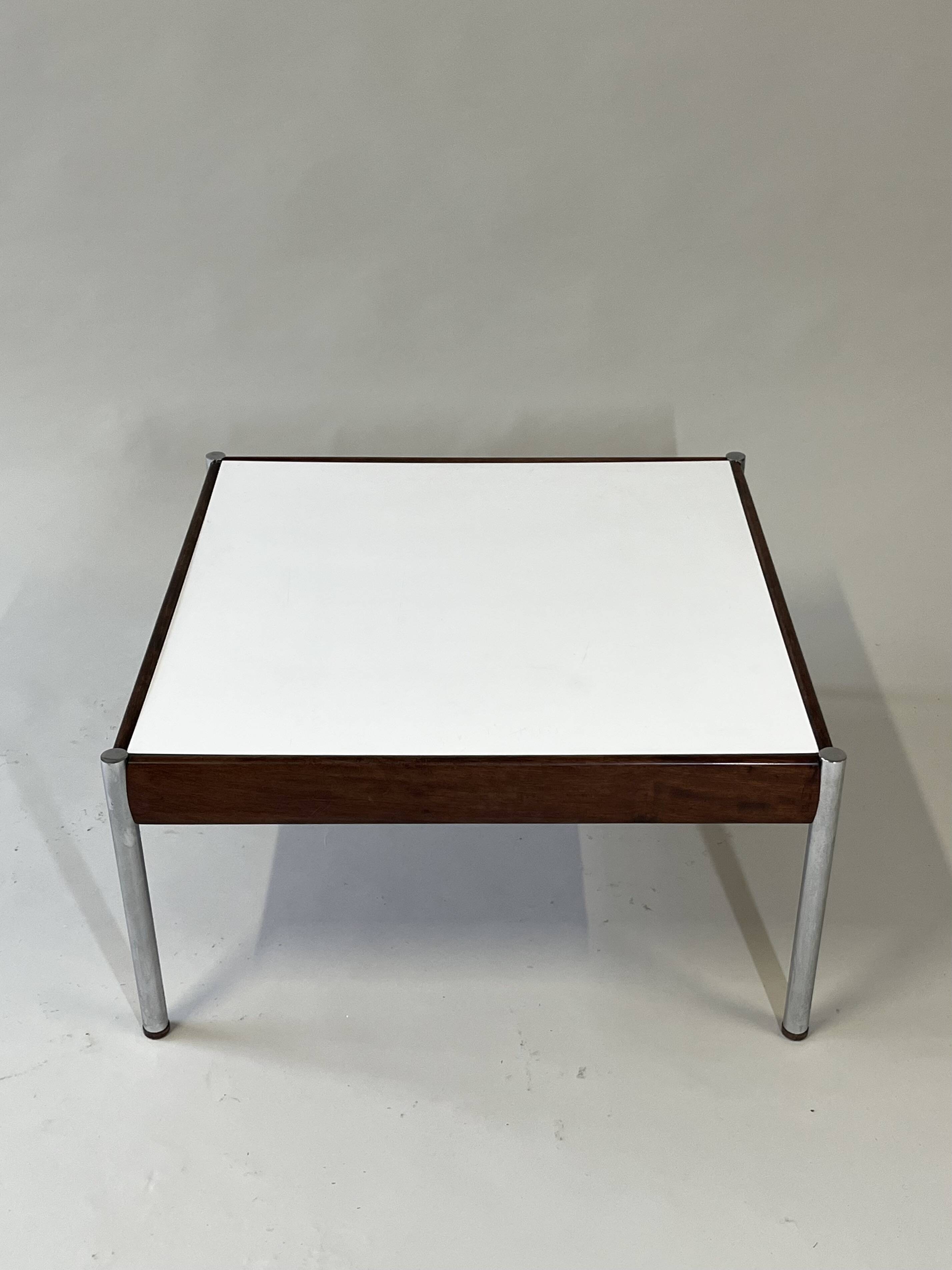 Scandinavian Coffee Table in Teak, Chrome and White Laminate, 1960s