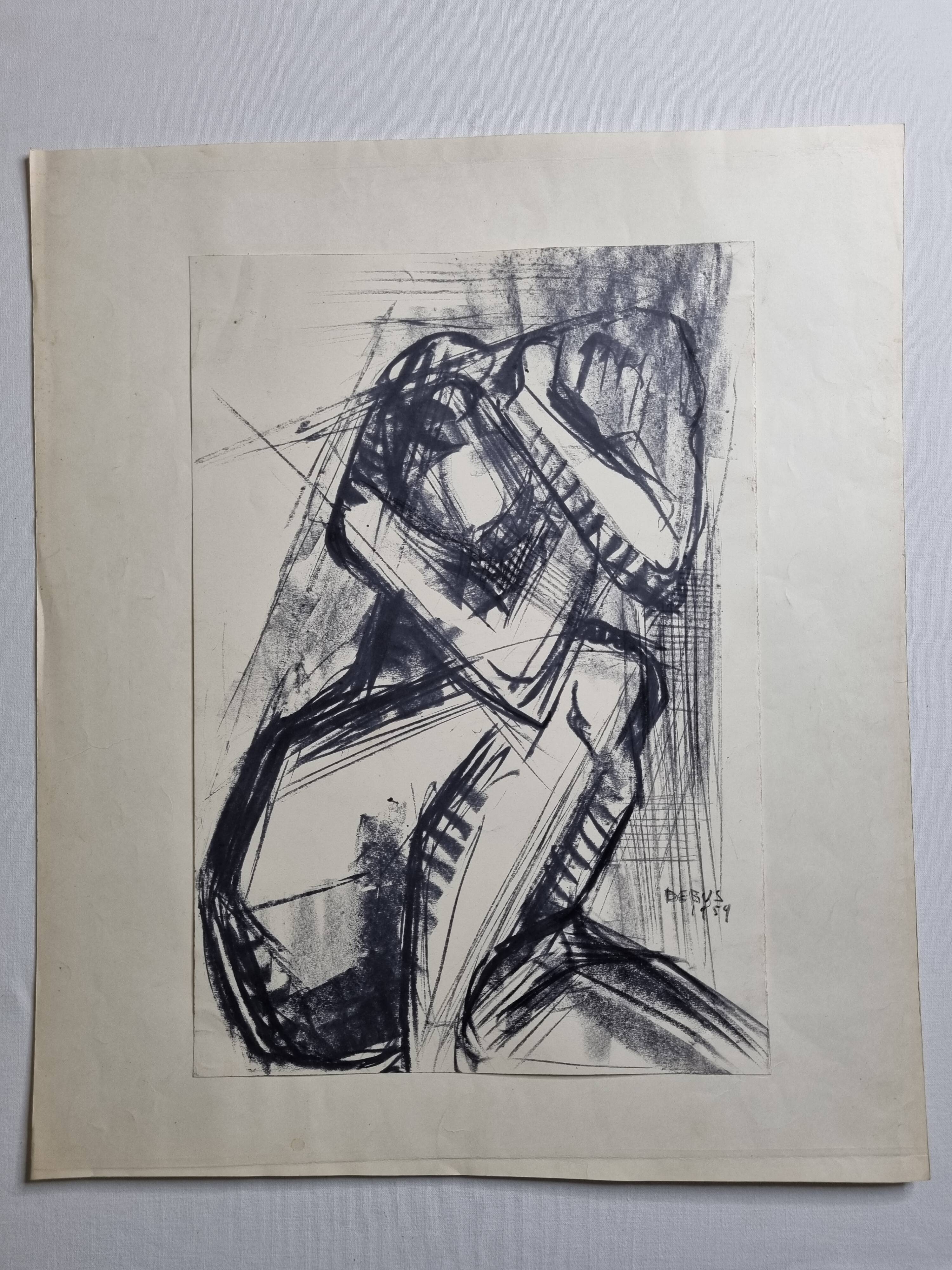 Nude study signed by Maurice de Bus, 1959, 50 x 59 cm