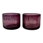 2 photophores Mikasa vintage en verre soufflé améthyste, France