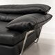 Two-seater black leather sofa from Roche Bobois with a chrome frame.