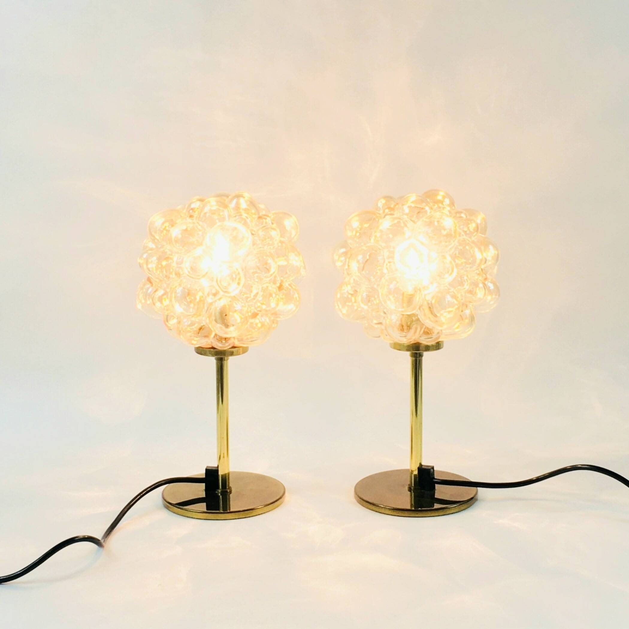 Paire de lampes de table en verre bulle du milieu du siècle par H. Tynell, Allemagne, années 1960.