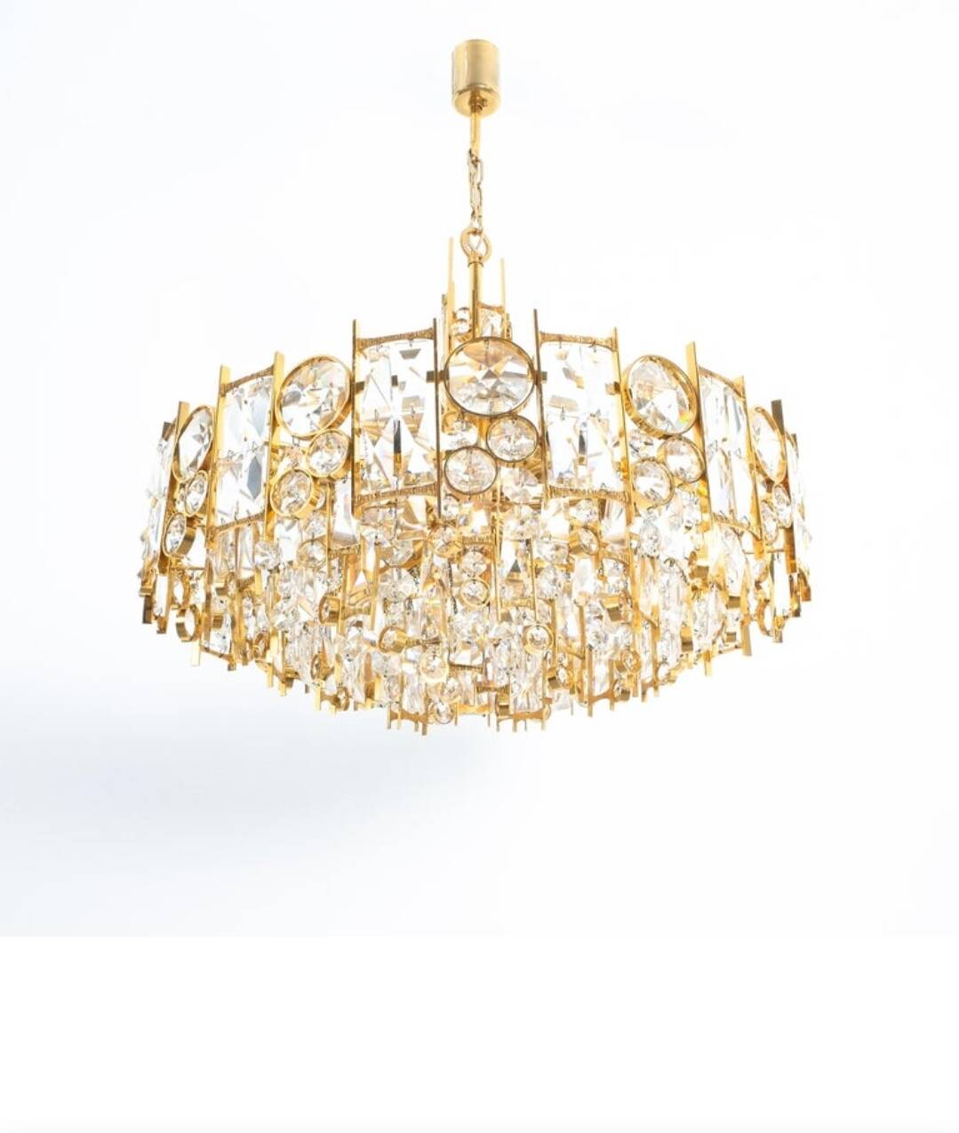 Exceptional 7-light chandelier - high-end Palwa - Gold-plated brass f