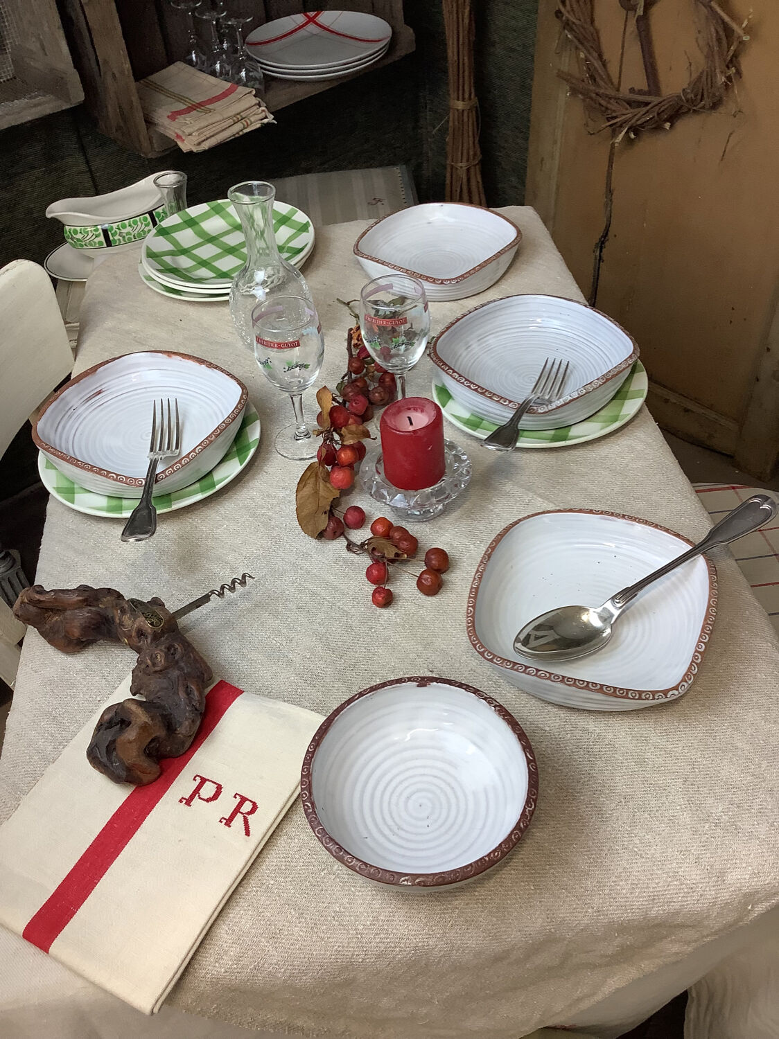 Set of vintage cups made in France Vallauris