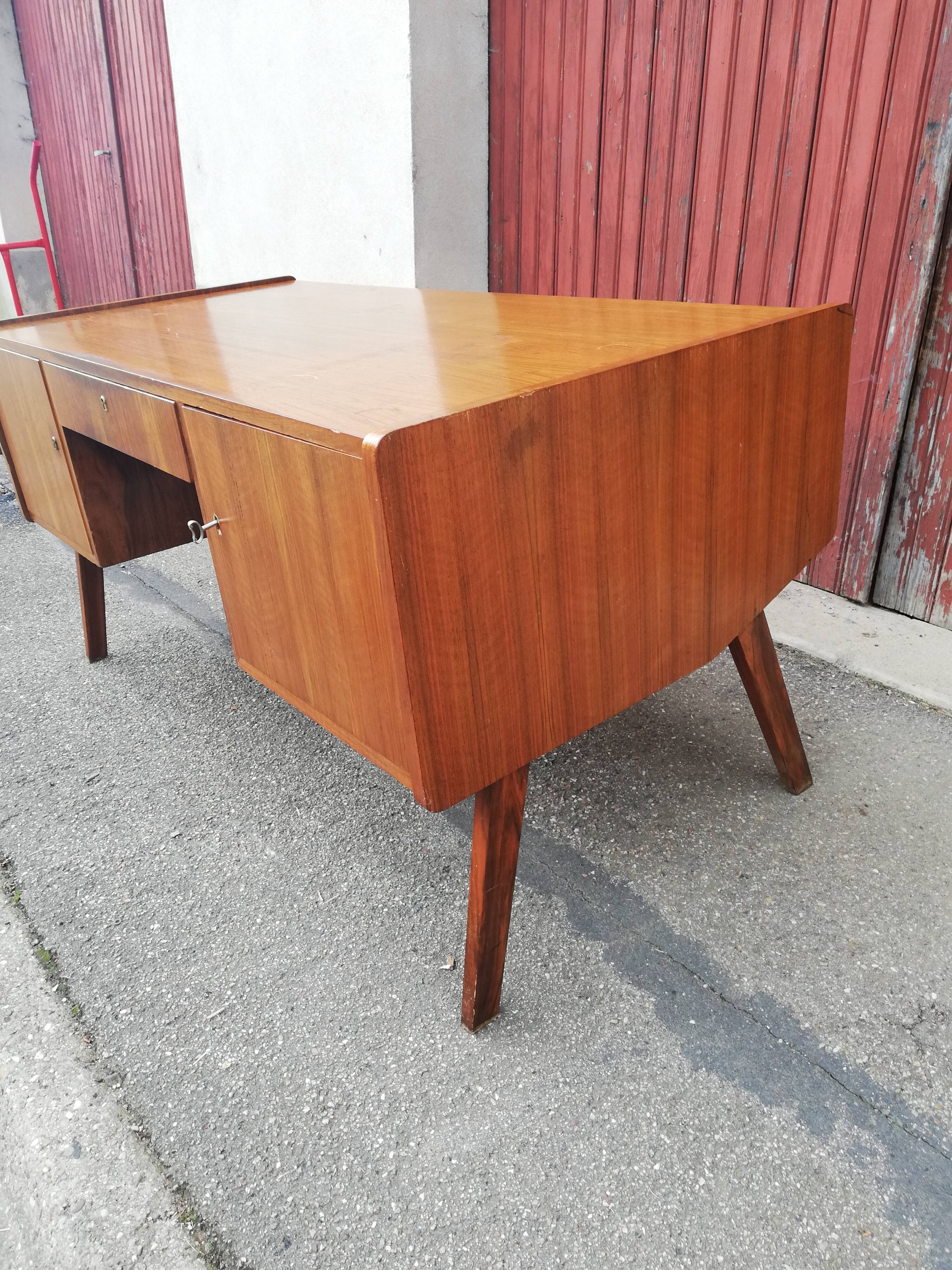 Vintage desk 2 doors 1 drawer compass feet