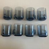 Set of 8 glasses Scandinavian cups Denby-Milnor mid century modern ice blue