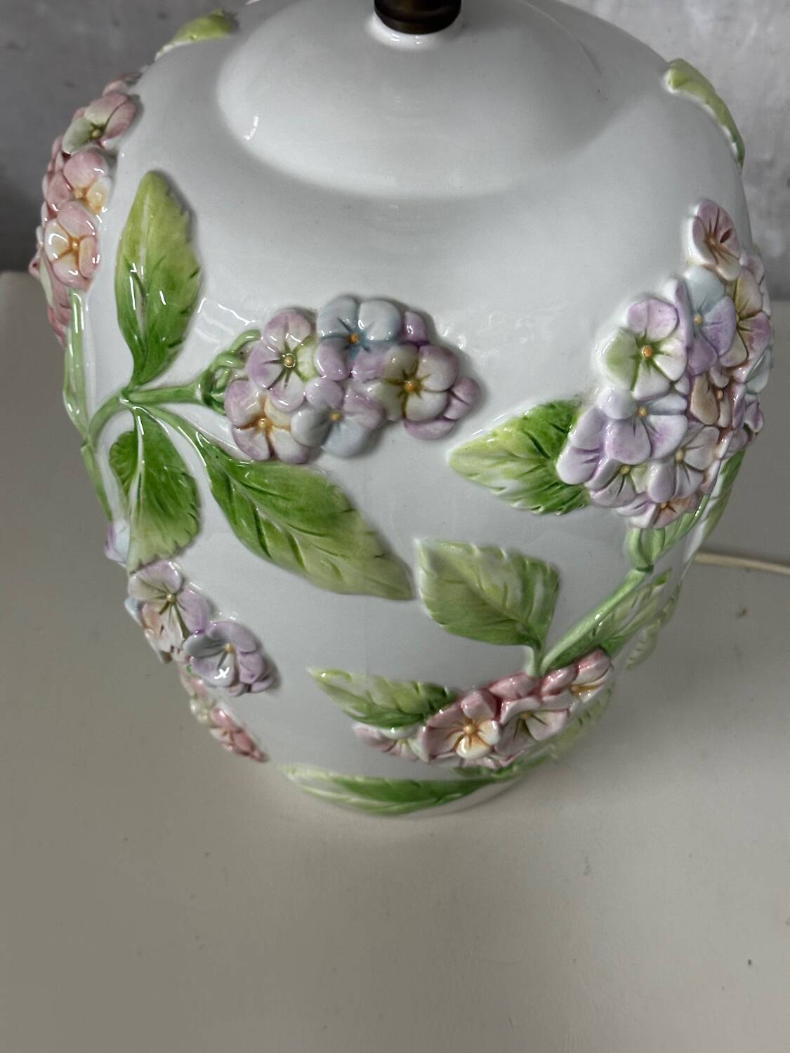 Chaumette Model Hortensias Lamp Base - Barbotine H 40 cm