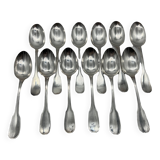 12 large Christofle spoons, Versailles model, silver plated metal