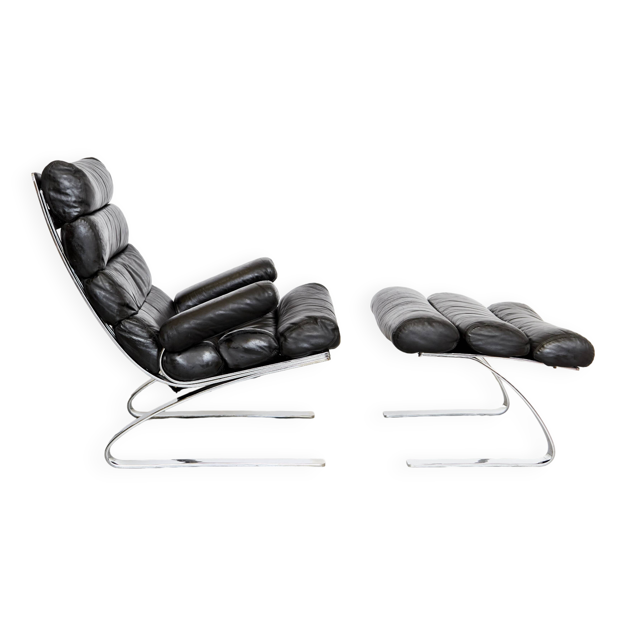 Sinus Armchair with Ottoman by Reinhold Adolf & Hans-Jürgen Schräpfer for Cor
