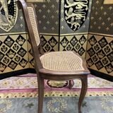 Suite of 6 Louis XV style chairs in walnut and canning
