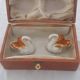 Pair of 2 old Limoges porcelain salt cellars