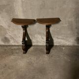 Pair of solid walnut wall consoles Napoleon III 19th century