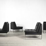 Minimalist german leather & chrome modular sofa from Klöber, 1980s