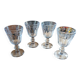 4 thick glass stemmed glasses